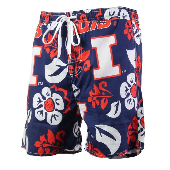Wes And Willy Other - Illinois Fighting Illini Wes & Willy Floral Volley Swim Trunk Shorts